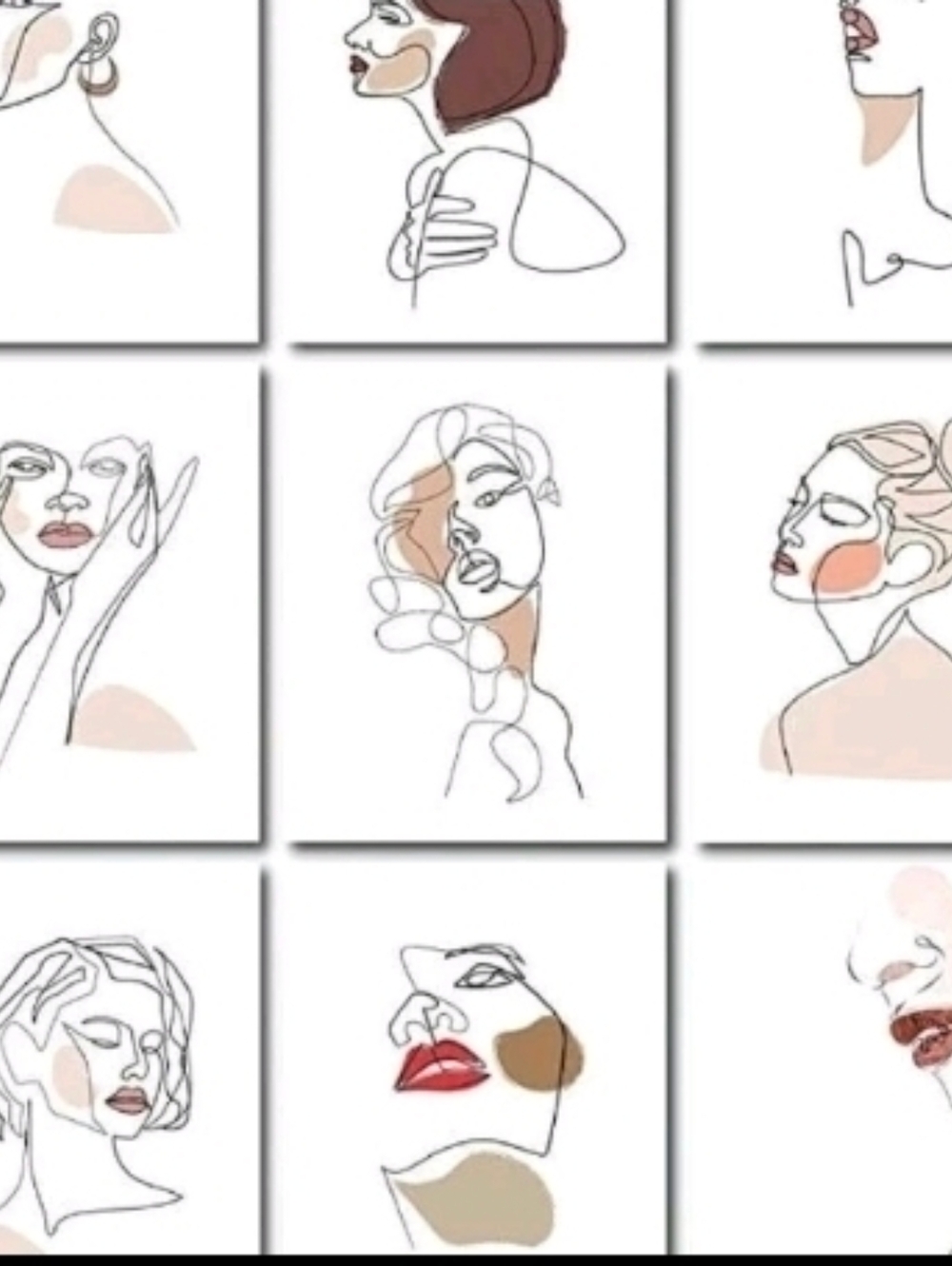 Mienno 9 Pack Minimalist Line Art Wall Art Prints Woman Girls Face Abstract NEW